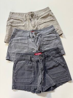 UNIONBAY Women’s Shorts Trio - Cream, Light Gray, Charcoal